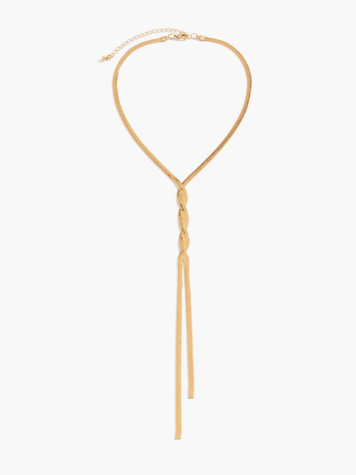 Golden Snake Chain Twist Tassel Necklace